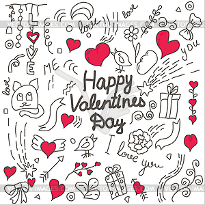 Valentines day doodle card - vector image