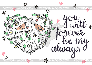 Valentines day doodle card - vector clipart