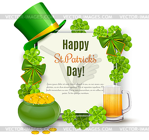 Saint Patricks Day Card with Treasure of Leprechaun - royalty-free vector clipart