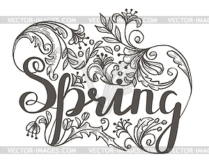 Fresh spring background with lettering - vector image