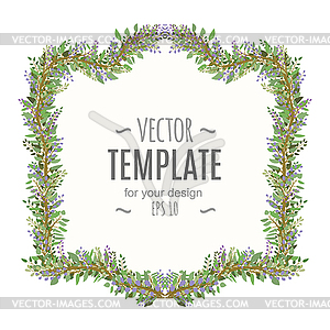 Fresh spring frame with lettering and flowers - royalty-free vector clipart