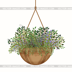 Fresh spring green flowers pot. EPS - royalty-free vector image