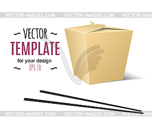 Chinese food box with white background - vector clip art