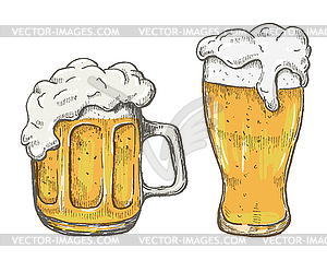 Hand drawing beer mug in white background - vector clipart / vector image