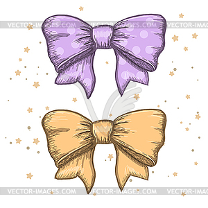 Set of vintage ribbon bows - vector clip art