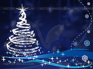 Beautiful elegant Christmas tree. on dark background - vector image