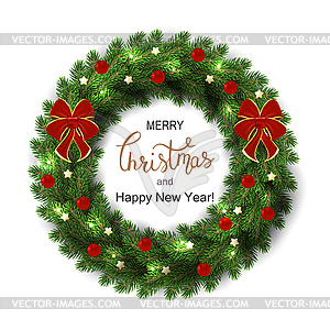 White card with Christmas wreath.  - royalty-free vector clipart