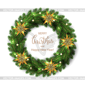 White card with Christmas wreath.  - vector image