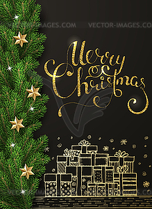 Holiday Lettering background. Merry Christmas - vector image