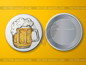 Blank white badge with beer mug - vector clipart