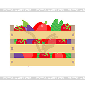 Vegetables crate and Wooden boxes - vector clipart