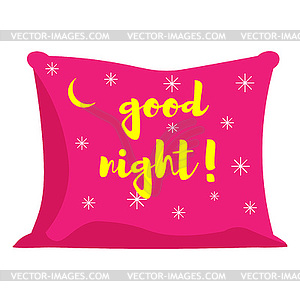 Pink pillow of good night - color vector clipart