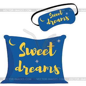 Sleep mask and pillow . an icon in flat style - vector clipart / vector image