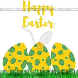 Decorative Easter eggs on green grass, - vector clipart