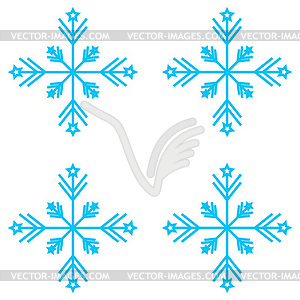  Set of Nine Snowflakes thin line ftat design - vector image