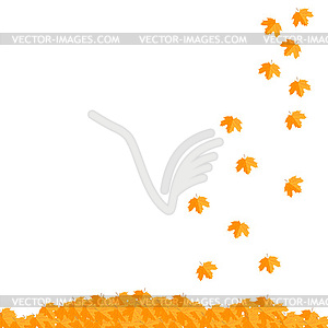 Autumn background with golden leaves - vector clip art