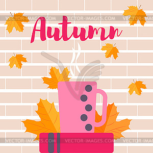 Leaves, cup and book - vector clipart / vector image