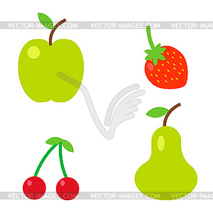 Cartoon Fruit Set - color vector clipart