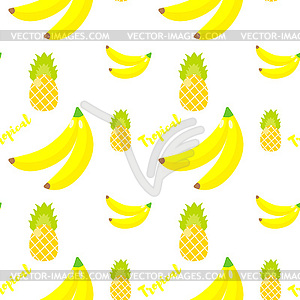 Seamless pattern. Tropical ornament yellow bananas - vector clipart