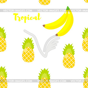 Seamless pattern. Tropical ornament yellow bananas - vector clip art