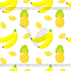 Seamless pattern. Tropical ornament yellow bananas - vector image