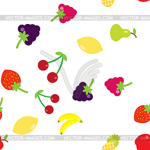 Multicolored fruits in style of flat in random - vector clip art