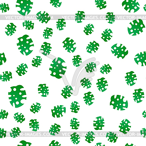 Seamless pattern of green monster leaves randomly - royalty-free vector clipart