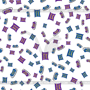 Seamless pattern of cushion and mask for sleeping - vector image