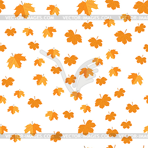 Seamless pattern of autumn yellow leaves randomly - color vector clipart