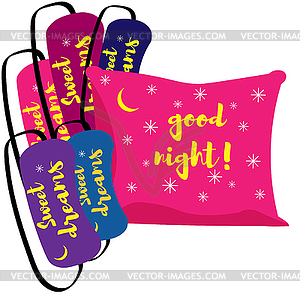 Set for sleep pillow and mask for sleeping - vector clipart