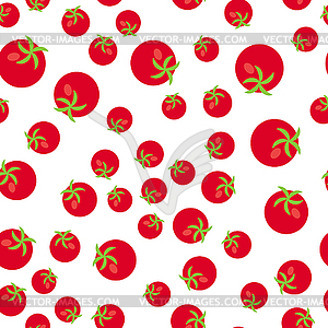 Бесшовный узор. Овощной набор. Красные помидоры - векторизованное изображение