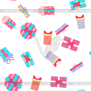 Cute party presents seamless pattern - vector clipart