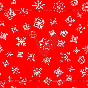 Seamless pattern. White snowflakes on red - vector clipart / vector image