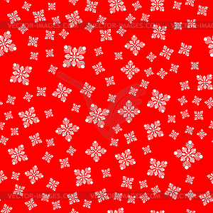 Seamless pattern. White snowflakes on red - vector clip art