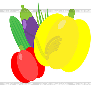 Set of vegetables in style of flat - vector clipart