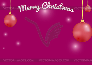 Pink banner. Red Christmas balls. inscription of - vector image