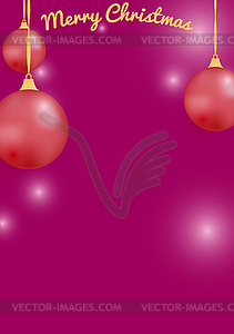 Pink banner. Red Christmas balls. inscription of - vector image