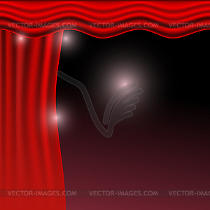  Red curtains. Scenes on dark background - vector EPS clipart