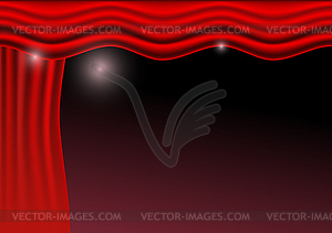  Red curtains. Scenes on dark background - vector image