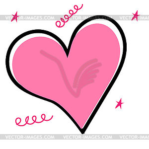 Pink heart painted with hands - vector clipart