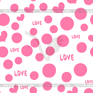 Seamless pattern. Pink Hearts and Love Letter - vector clipart