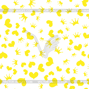 Seamless pattern. Crown and yellow heart - vector clipart