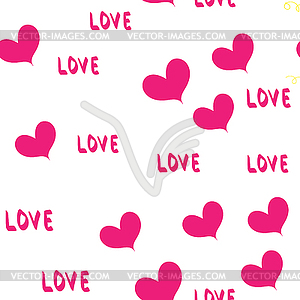 Seamless pattern. Pink Hearts and Love Letter - vector clipart