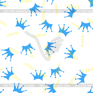 Бесшовный узор. Синие силуэты коронок - рисунок в векторном формате