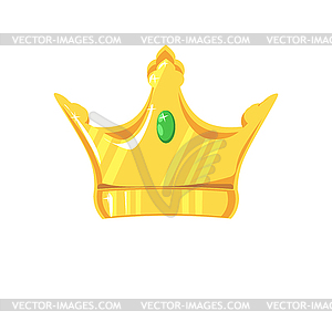 Gold crown with precious stone - vector image