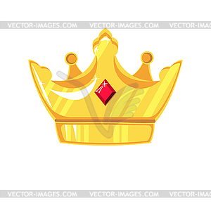 Gold crown with precious stone - vector clip art