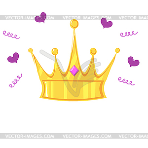 Gold crown with precious stone - vector clipart