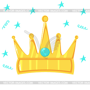 Gold crown with precious stone - vector image