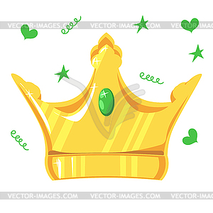 Gold crown with precious stone - vector image