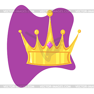 Gold crown with precious stone On color plate - vector clip art